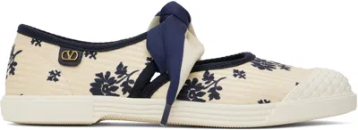 VALENTINO GARAVANI OFF-WHITE & NAVY BAY BY BAY BALLERINA SNEAKERS