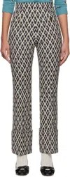 Shop Valentino Off-white & Navy Toute 'la V' Jacquard Trousers In Qxa Notte/crema