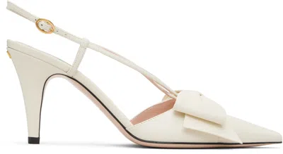 Valentino Garavani Off-white Bowow Slingback Kidskin Heels In Neutral