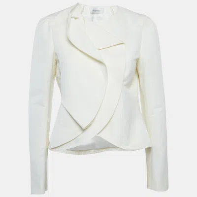 Pre-owned Valentino Off-white Cotton Cross-over Jacket M