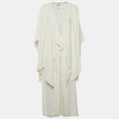 Pre-owned Valentino Off-white Crepe Cape And Pants Set S