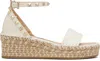 Valentino 55mm Rockstud Metallic Leather Wedge Espadrille Sandals In Neutral