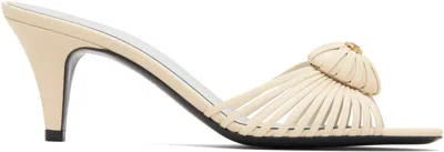 Valentino Garavani Off-white Leather Woven Heart Heeled Sandals In Neutral
