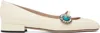 Valentino Embellished Square Toe Ballet Flats With Low Block Heel In Neutral