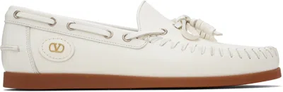 Valentino Garavani Off-white Palm Avenue Buffalo Leather Boat Shoes