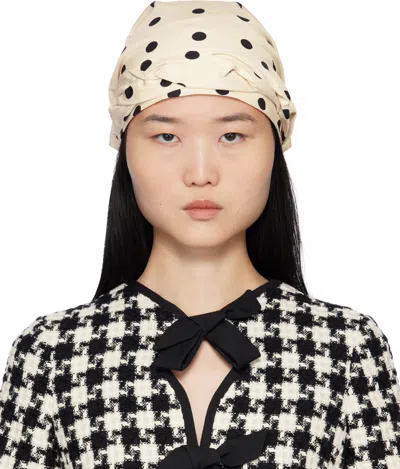 Valentino Garavani Off-white Polka Dot Bandana In Cvf Panna/nero/oro