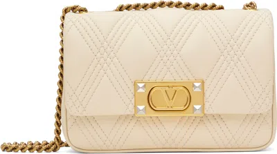 Valentino Garavani Off-white Quiltie 67 Small Shoulder Bag In Ren Butter White