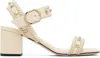 Valentino Off-white Rockstud Leather Rope Detail Heeled Sandals In Neutral