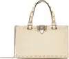 Valentino Off-white Rockstud Mini Shopping Bag In Neutral