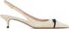 Valentino Bow Detail 45 Leather Slingback Pump In A81 Ivory/nero