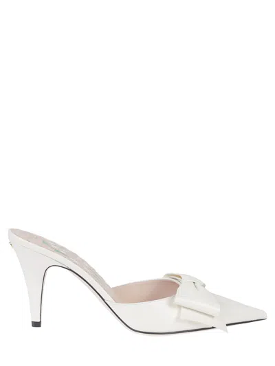 Valentino Garavani Off White Solid Bow Pumps