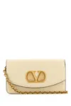 Valentino Small Leather Clutch With Adjustable Chain Strap In Neutral