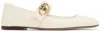 Valentino Off-white Vlogo Locker Mary-jane Ballerina Flats In 98 Ivory