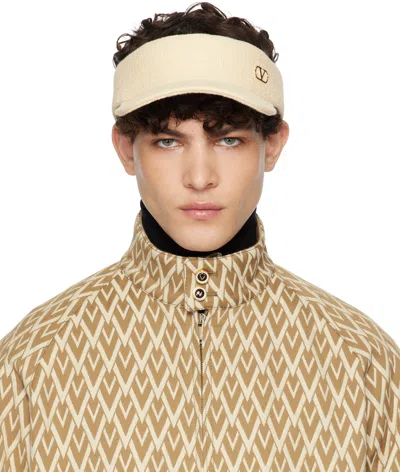 Valentino Garavani Off-white Vlogo Signature Visor Cap In Burro/oro