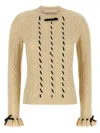 Valentino Wool Sweater With Bow Detail And Cable Knit Pattern In White
