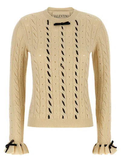 VALENTINO OFF WHITE WOOL SWEATER