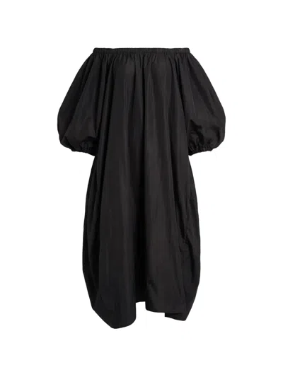 Valentino Off-shoulder Puff-sleeve Dress In Black