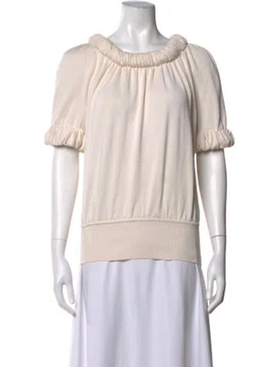 Pre-owned Valentino Off-the-shoulder Short Sleeve Top In Neutrals