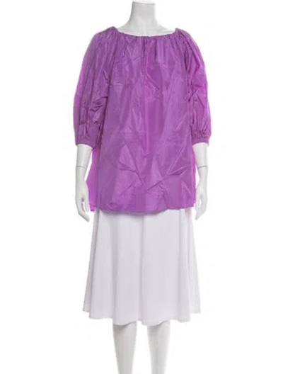 Pre-owned Valentino Off-the-shoulder Three-quarter Sleeve Top In Purple