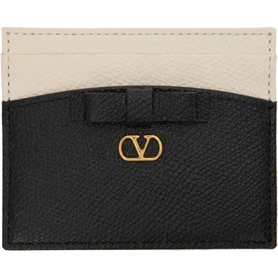 Valentino Garavani Off-white & Black Veecolor Card Holder In L11 Light Ivory/nero