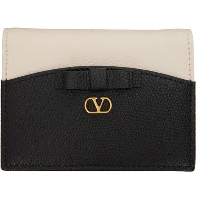 Valentino Garavani Off-white & Black Veecolor Flap French Wallet In L11 Light Ivory/nero