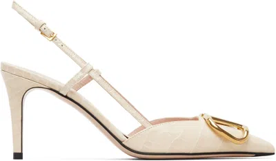 Valentino Garavani Off-white Vlogo Signature Slingback Heels In Neutral
