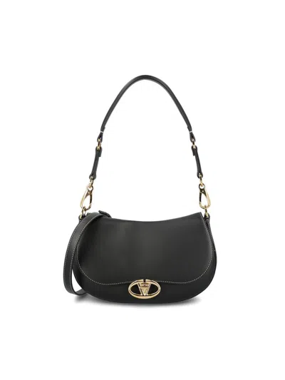 Valentino Garavani Leather Ohval Shoulder Bag In Black