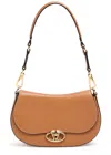 Valentino Garavani Brown Leather Ovhal Shoulder Bag In Tan