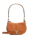Valentino Garavani Brown Leather Ovhal Shoulder Bag In Beige
