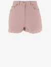 Valentino Knee Length Shorts Frayed Hem Floral Pockets Belt Loops In Pink