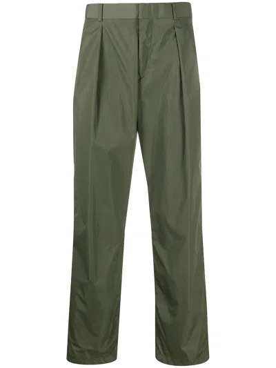 Valentino Olive And White Logo Trousers For Men