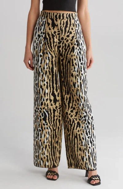 Valentino Ombré Animal Print Wide Leg Trousers In St Nera