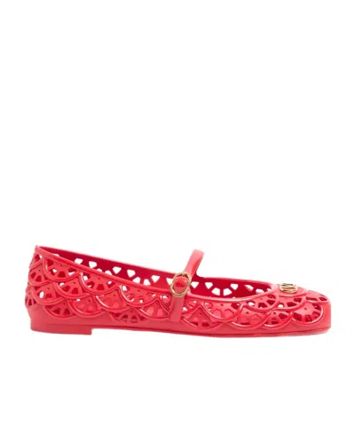 Valentino Garavani Ondette Rubber Ballerina With Scallop Pattern 05mm In Multi
