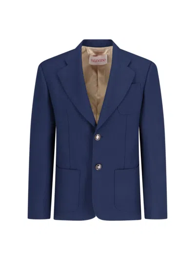 Valentino Single-breasted Jacket In Blue