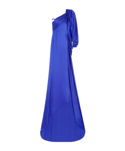 Valentino One Shoulder Dress In Blue