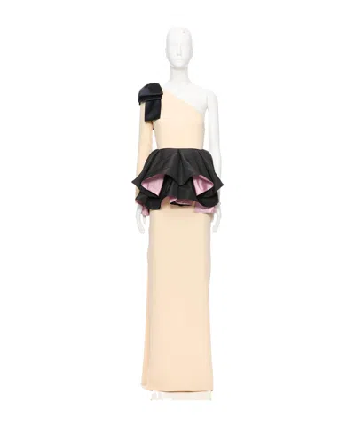 Valentino One Shoulder Dress In Neutral