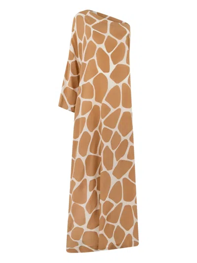 VALENTINO ONE-SHOULDER PRINT MAXI DRESS