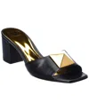Valentino One Stud 60 Leather Sandal In Black
