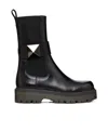Valentino Garavani One Stud Beatle Round Toe Boots In Black