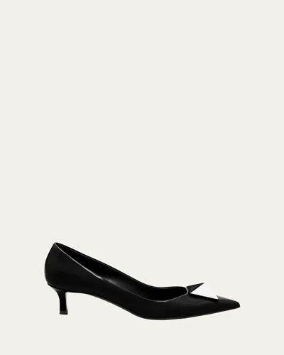 Valentino Garavani One Stud 50 Embellished Patent-leather Pumps In Nero/bianco/nero