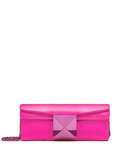 Valentino Garavani One Stud Chain-strap Leather Clutch In Pink