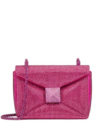 Valentino Garavani Small One Stud Crystal-embellished Shoulder Bag In Pink