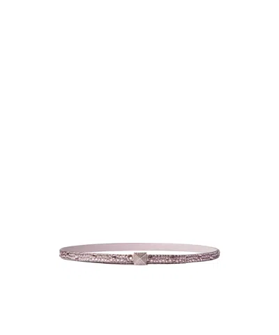 Valentino Garavani One Stud Embellished Leather Belt In Pink