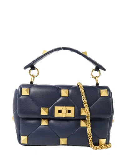 Pre-owned Valentino Garavani One Stud Flap Tote Bag In Blue
