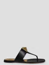 Valentino One Stud Leather Flat Sandals In Black