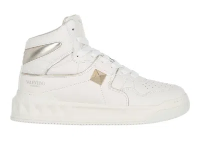Pre-owned Valentino Garavani One Stud Hightop (women's) Sneakers In White Platinum