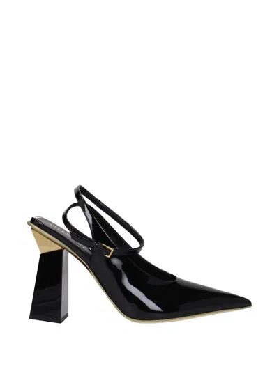 Valentino Garavani Valentino One Stud 100 Patent Slingback Pump In Black