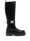 Valentino Garavani One Stud Round Toe Knee-high Boots In Black