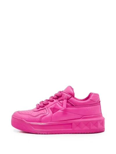 Pre-owned Valentino Garavani One Stud Leather Low-top Sneakers In Pink