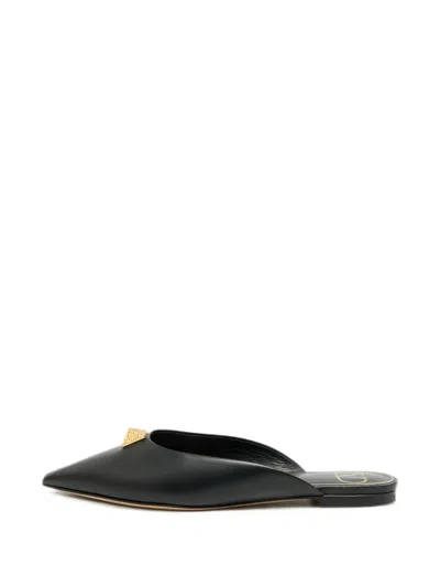 Pre-owned Valentino Garavani One Stud Leather Mules In Black